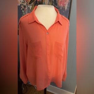 Sanctuary Clothing Coral 3/4 Sleeve Sheer Flowy Top Size M